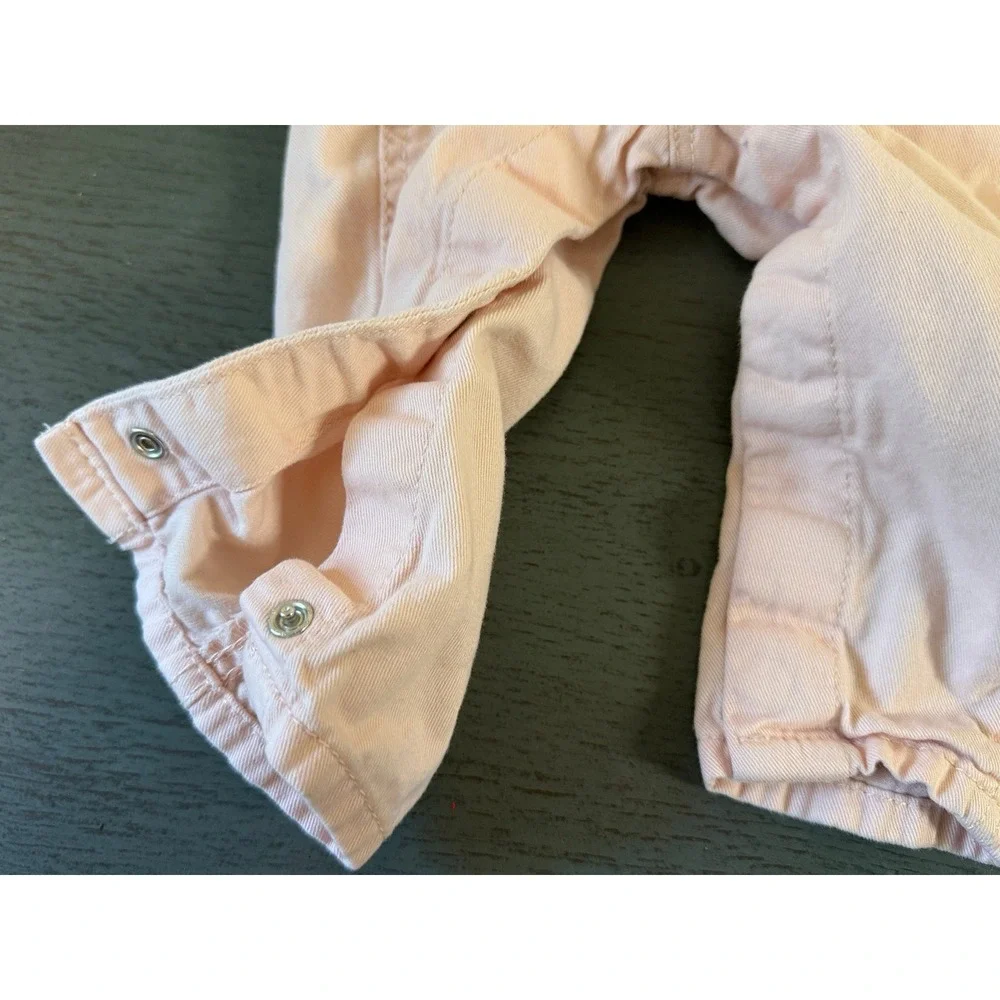 Ralph Lauren Baby Girl Pink Cotton Twill Overalls Dungarees Size 9 Months